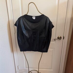 Planet Black Vegan Leather Short Sleeve Top